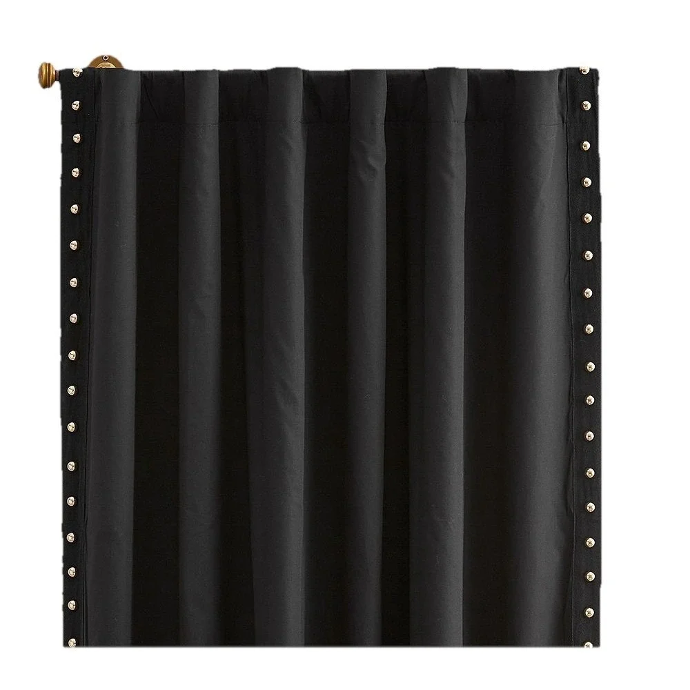 4 Emily & Meritt Pottery Barn Teen Brass Studded Blackout Curtain Panels 63